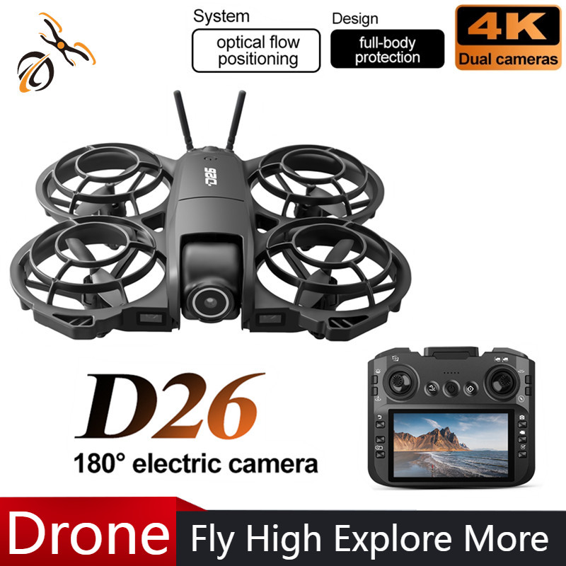 Drone Camera With Gimbal - โดรน D26 4K ถ่ายภาพทางอากาศ HD 180